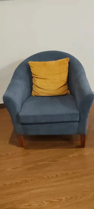 Juego de 2 sillones azules y amarillos