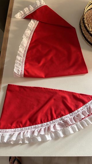 Traje Gitana Niña Blanco y Rojo
