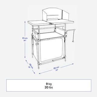 Mueble de cocina de camping L, plegable y con mampara