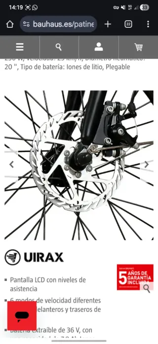 Bicicleta Eléctrica Plegable Uirax