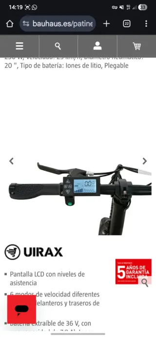 Bicicleta Eléctrica Plegable Uirax