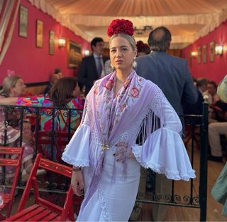 Traje de Flamenca Blanco Talla S/M