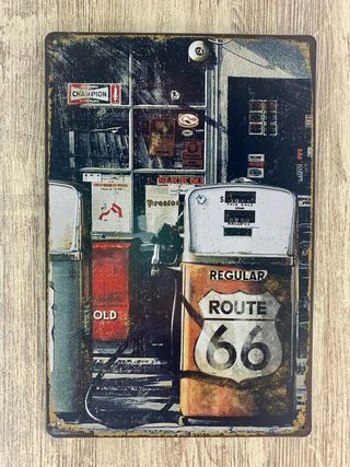 Cartel Metálico Ruta 66 Gasolinera Vintage
