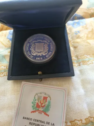 Moneda plata  10 Pesos República Dominicana 1975