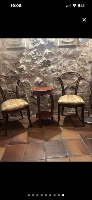 Conjunto mesita y 2 sillas madera