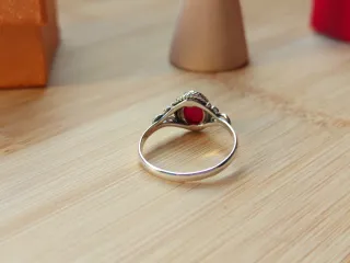 Anillo Plata y Rubí Ovalado TALLA  17