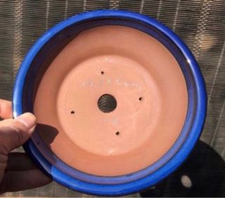 MACETA BONSAI REDONDA ESMALTE AZUL 19,5x6 cm