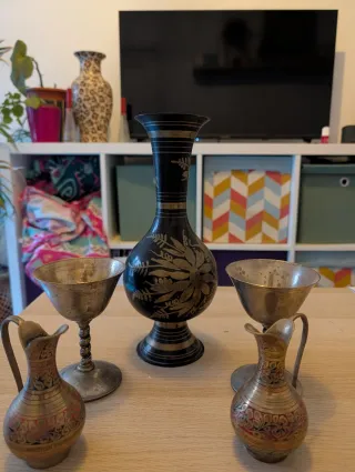 Lote Jarrones Decorativos Vintage Metal