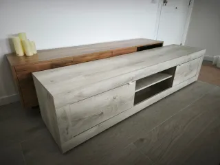 NUEVO Mueble TV efecto pino blanco 184 x 41 x 42