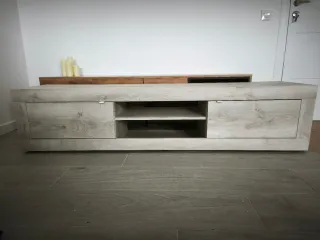 NUEVO Mueble TV efecto pino blanco 184 x 41 x 42
