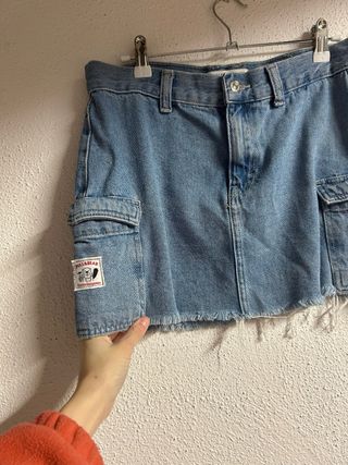 Falda vaquera cargo