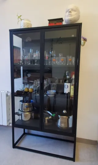 Vitrina Negra Metal y Cristal