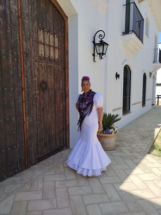 Traje de flamenca blanco talla 44
