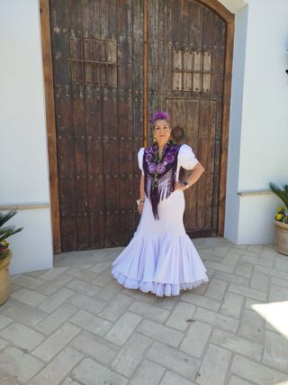 Traje de flamenca blanco talla 44