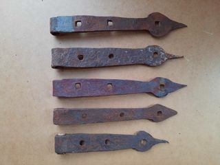 5 bisagras antiguas de hierro forjado, 21 a 27 cm