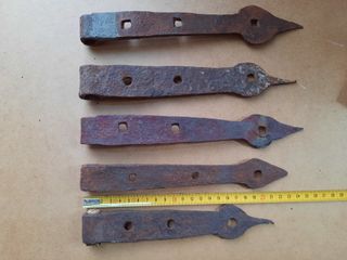 5 bisagras antiguas de hierro forjado, 21 a 27 cm
