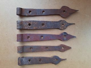 5 bisagras antiguas de hierro forjado, 21 a 27 cm