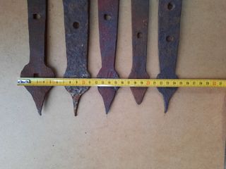 5 bisagras antiguas de hierro forjado, 21 a 27 cm