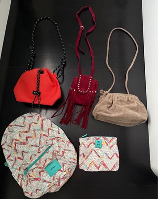 Pack 5 Bolsos Naranja, Rojo y Beige