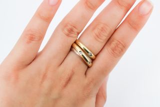 Anillo Oro 18k Combinado Diamantes