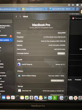 MacBook Pro 13” 2019 Intel i5 Touch Bar – 8GB / 25