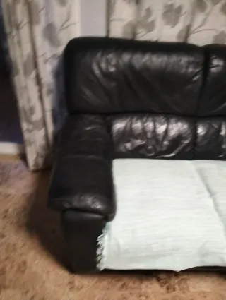 Sofá de 3 plazas, negro, piel ...