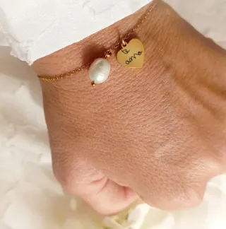 Pulsera My Heart dorada con perla