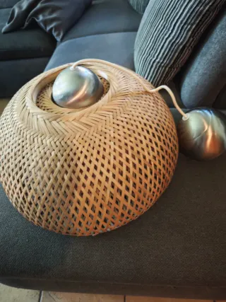 Lámpara de techo mimbre y metal