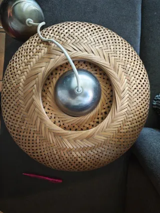 Lámpara de techo mimbre y metal