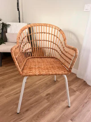 Pack de 4 Sillas Ratán NILSONE Metal Blanco