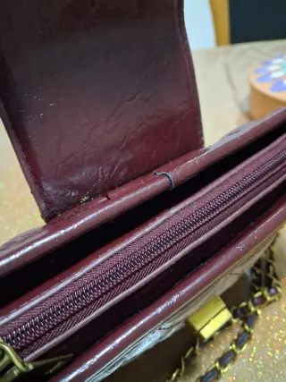 Borsa tracolla trapuntata oro e viola