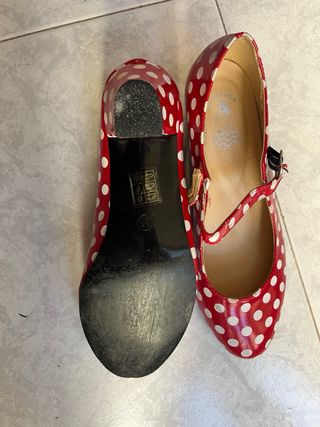 Tacones Flamenco Rojo Lunares Blancos