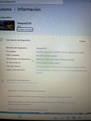 Lenovo Ideapad330 i7 16GB RAM GTX 1050