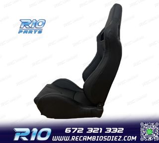 ASIENTO DEPORTIVO SEMI BAQUET ESTILO RS CUERO NEGRO SEMI PIE