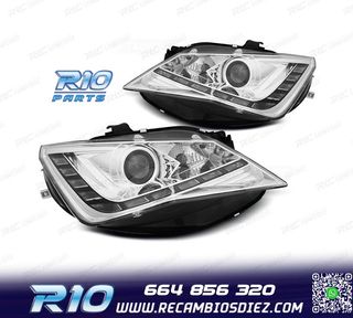 FAROS SEAT IBIZA 6J 12-15 LUZ DIURNA LED FONDO CROMO