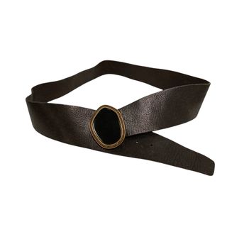 DKNY Cinturón mujer cuero negro.