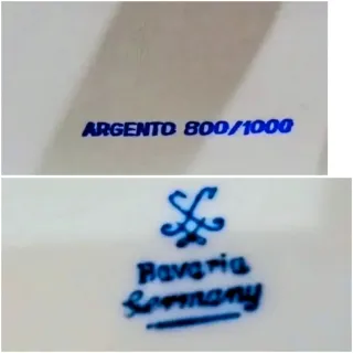 Servizio pappa vintage porcellana e argento