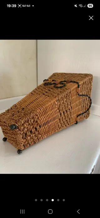 Jarron de mimbre con asas