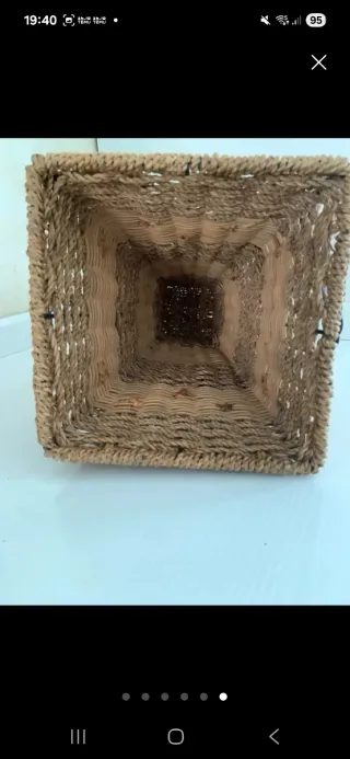 Jarron de mimbre con asas