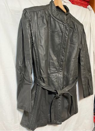 Giacca in pelle vintage grigia