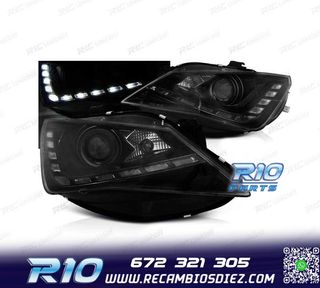 FAROS SEAT IBIZA 6J 12-15 LUZ DIURNA LED FONDO NEGRO