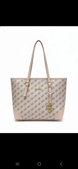 Bolso Guess Beige y Rosa Monogram