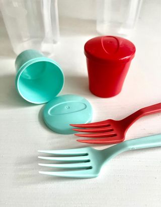 Tarros para ensalada con cubiertos (pareja)