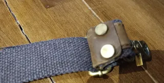 Tracolla per borse in pelle e tessuto marrone