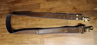 Tracolla per borse in pelle e tessuto marrone