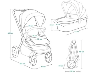 Cochecito Lionelo 2 en 1: Capazo + Silla Paseo