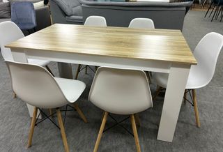 MESA DE COMEDOR + 6 SILLAS NORDICAS