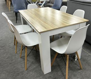 MESA DE COMEDOR + 6 SILLAS NORDICAS