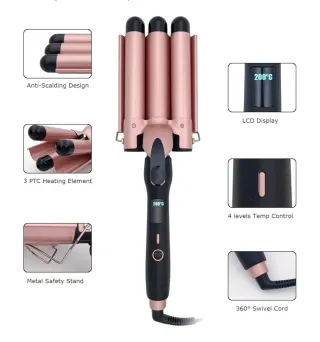 NUEVO Rizador Pelo 3 Barriles Ondulado Cerámica Mi