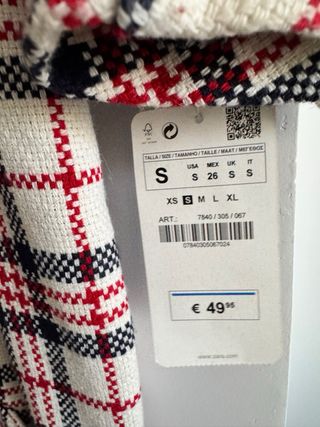 Vestido Zara cuadros talla S